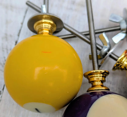 Set of 4 Repurposed Pool Ball Drawer Pulls - Mancave Games Room Decor