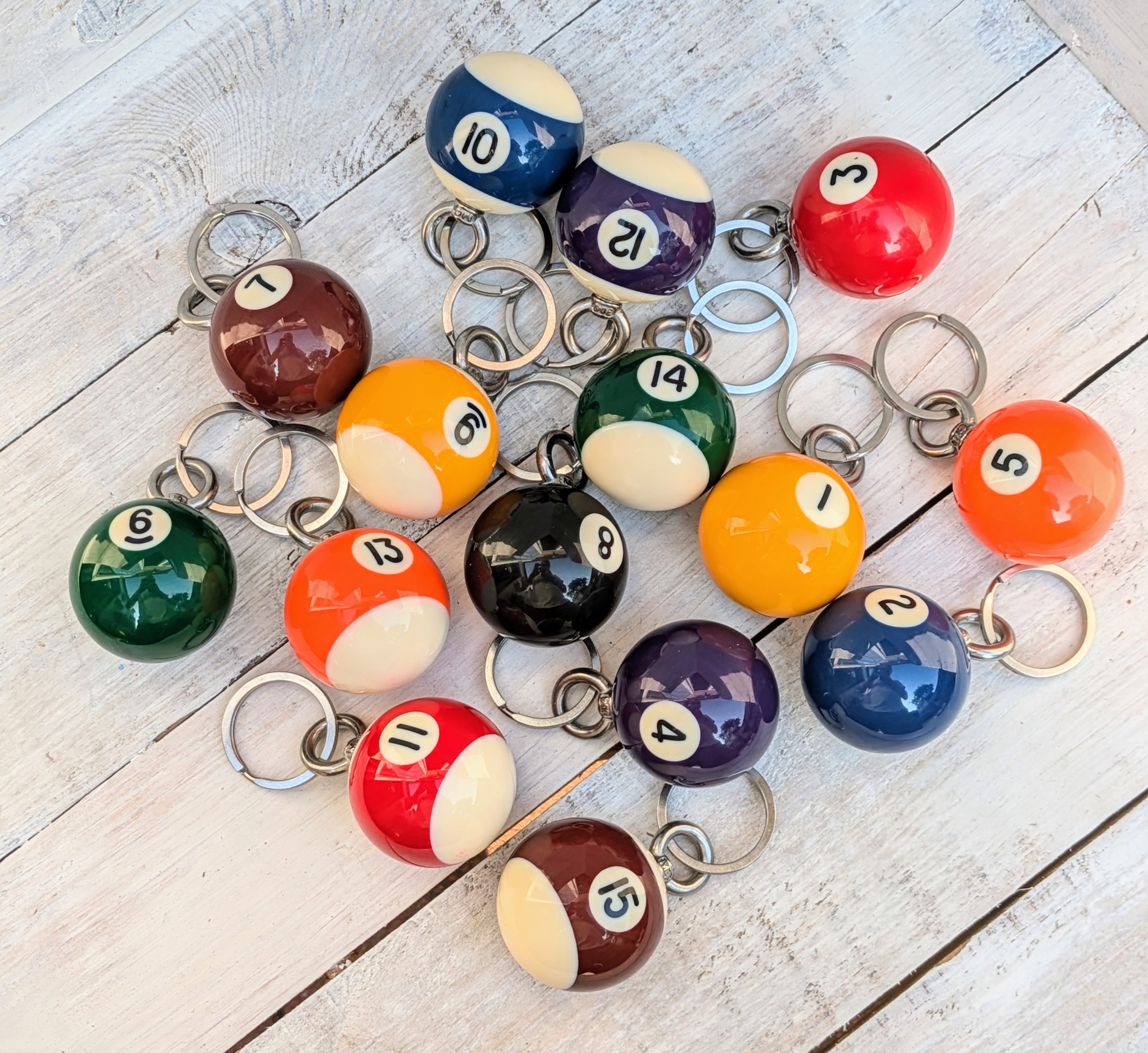 Mini POOL BALL Key Ring Bag Charm - 3 Different Sizes Available ...