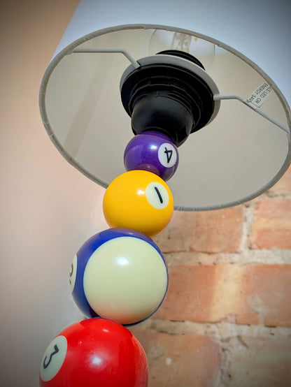 repurposed pool ball table lamp