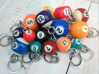 POOL BALL Key Ring Bag Charm - Handmade Upcycled Billiards Gift