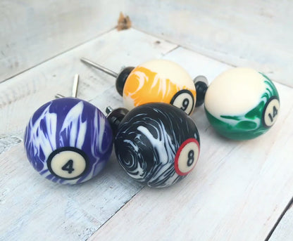 Set of 4 Repurposed Marbled Pool Ball Drawer Knobs - Cabinet Pulls