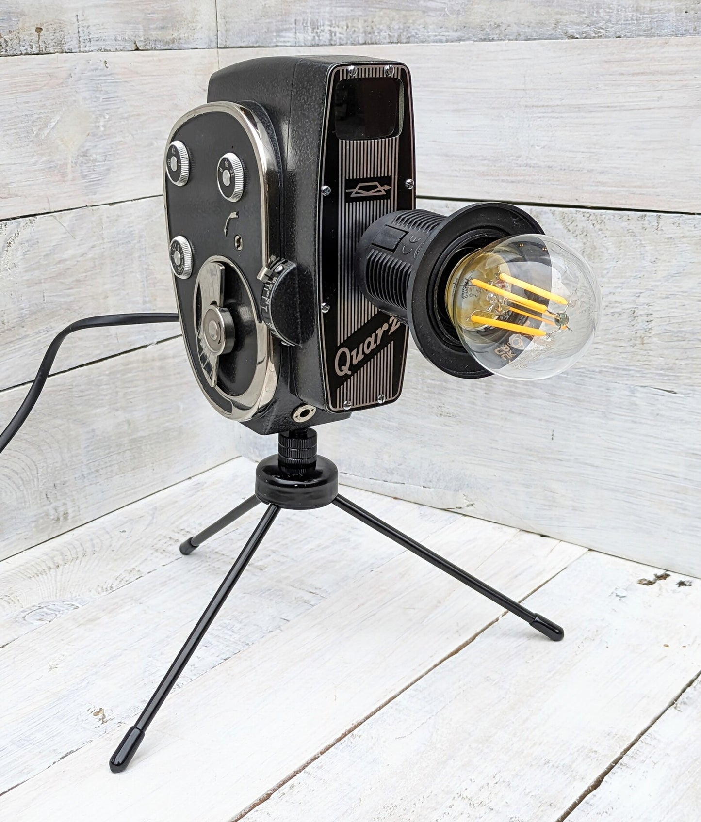 Repurposed 1960s Vintage Cine Movie Camera Lamp - Table Desk Lamp - Mancave