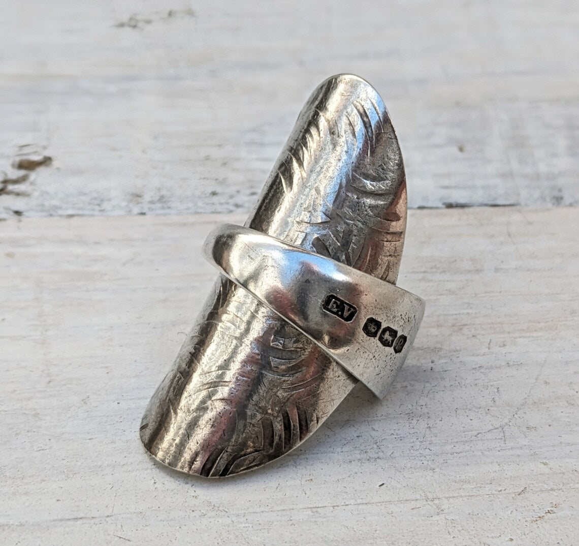 Tall 1932 Sterling Silver Baby Spoon Ring