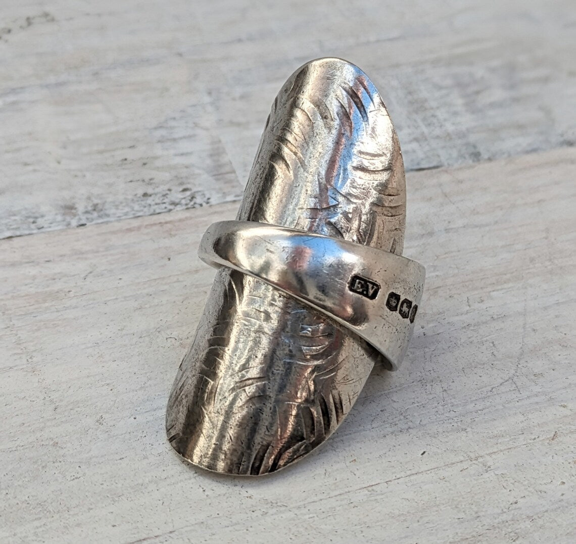 Tall 1932 Sterling Silver Baby Spoon Ring