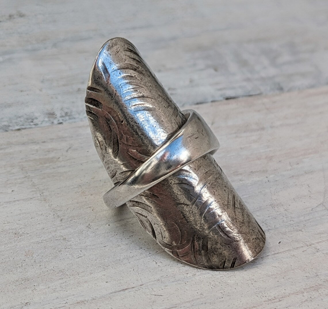 Tall 1932 Sterling Silver Baby Spoon Ring