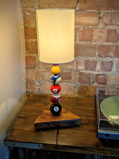 vintage upcycled pool ball lamp