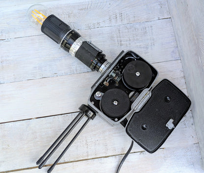 Repurposed 1950s Vintage Cine Movie Camera Lamp - Table Desk Lamp