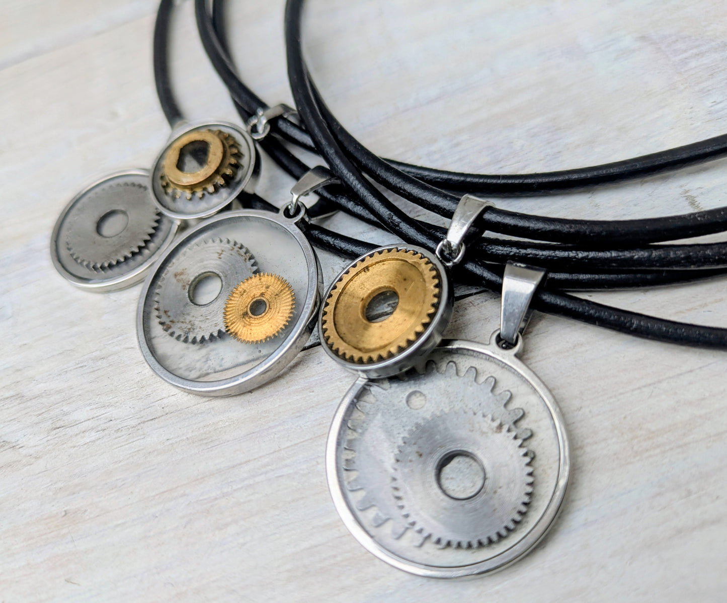 STEAMPUNK Cyberpunk Cog Pendants & Necklace: Upcycled Vintage Camera Parts Eco Friendly Jewelry