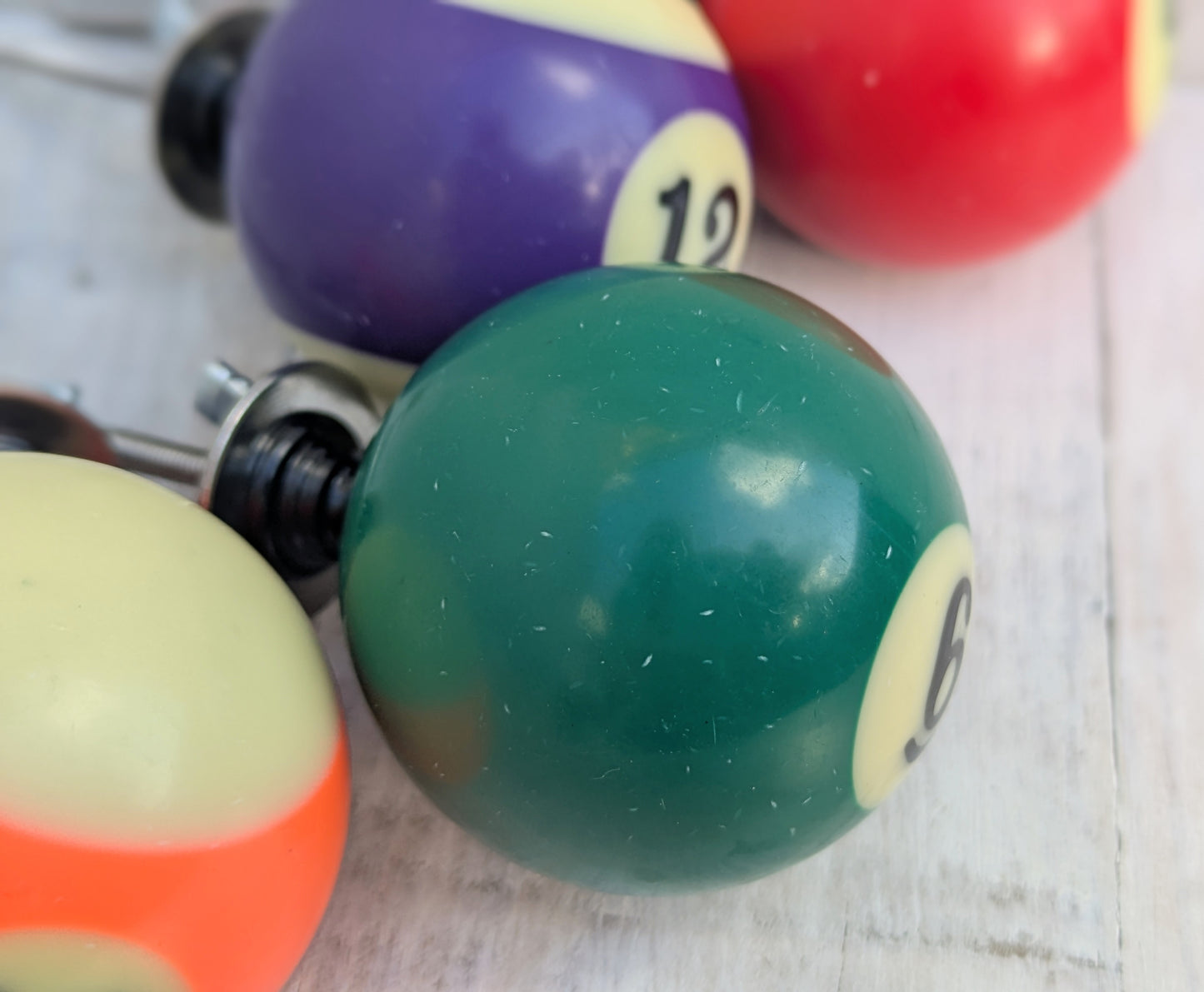 Set of 4 Repurposed Pool Ball Drawer Pulls - Mancave Games Room Decor