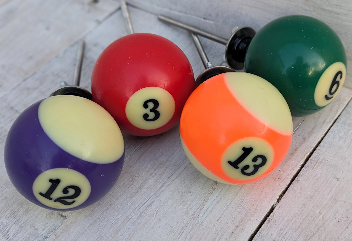 Set of 4 Repurposed Pool Ball Drawer Pulls - Mancave Games Room Decor