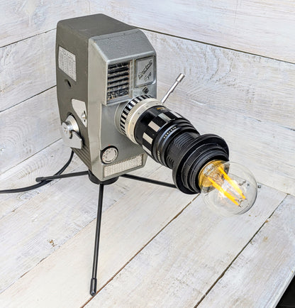 Vintage Cine Movie Camera Lamp Repurposed 1960s Table Desk Lamp