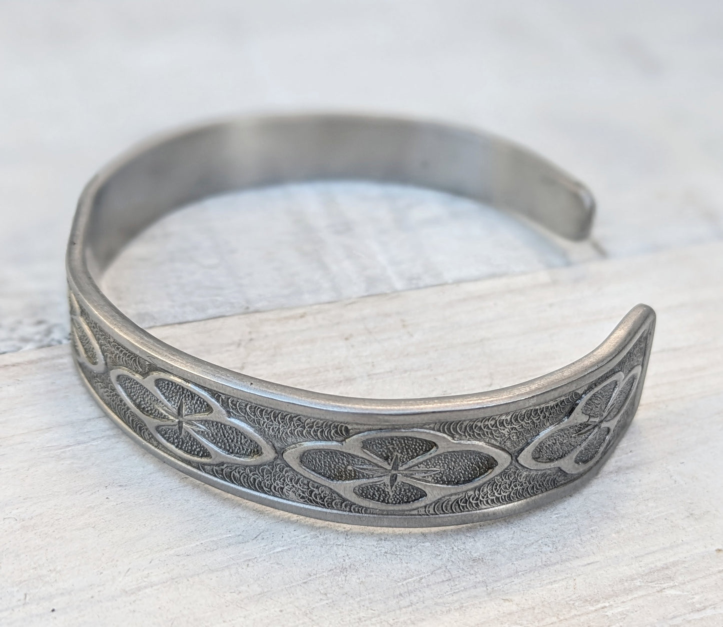 Stainless Steel Cuff Bracelet Handmade Repurposed Jewelry