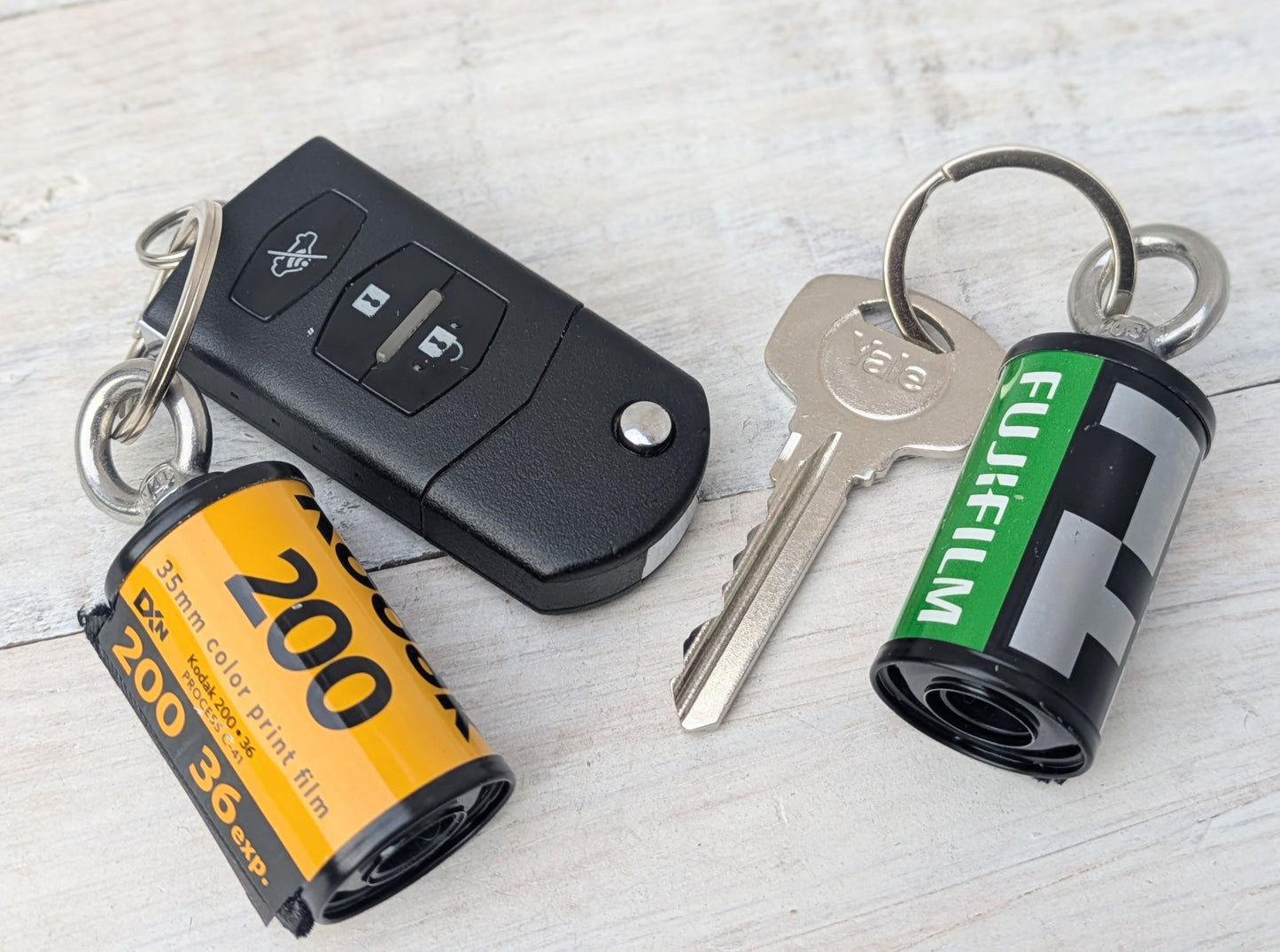 Repurposed 35mm CAMERA Film Bag Charm Key Ring