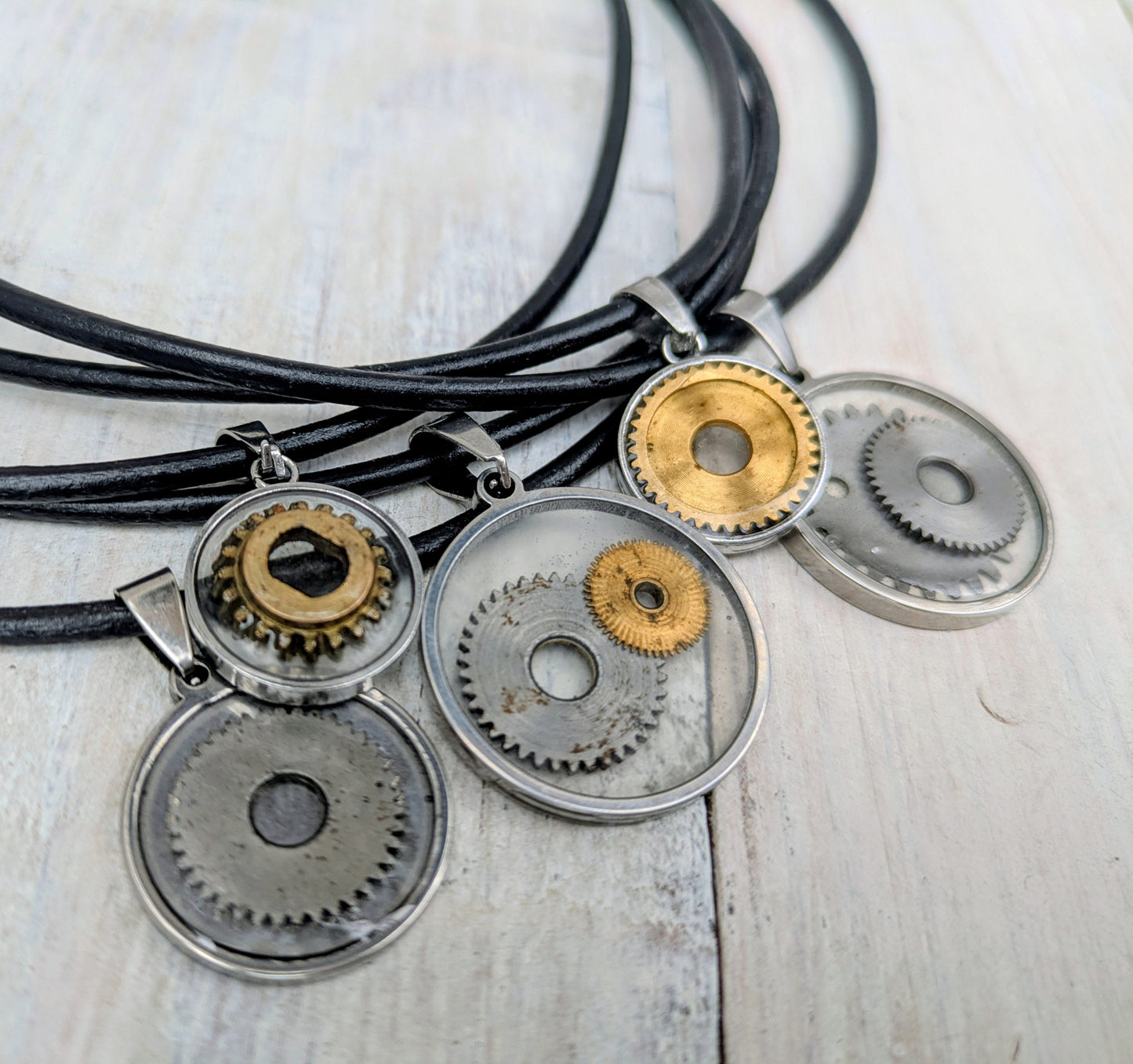 STEAMPUNK Cyberpunk Cog Pendants & Necklace: Upcycled Vintage Camera Parts Eco Friendly Jewelry