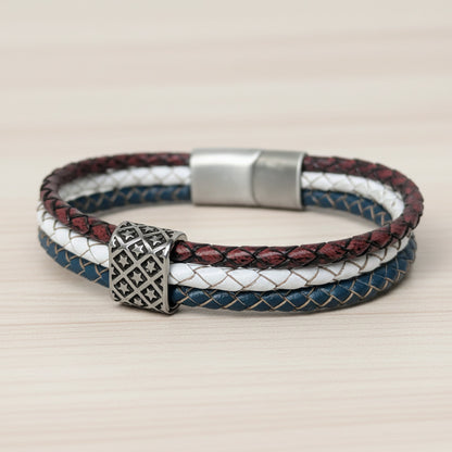 STARS and STRIPES Handmade Leather  Bracelet
