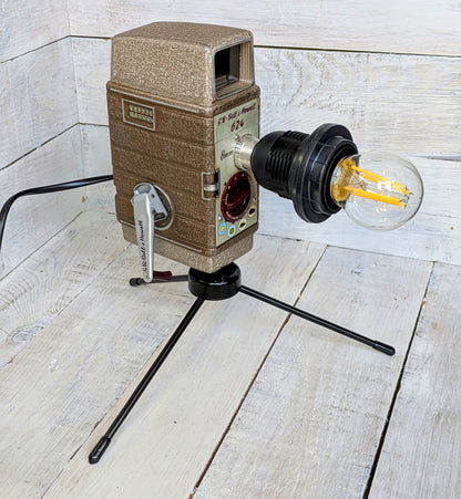 Vintage Cine Movie Camera Lamp Repurposed 1950s Table Desk Lamp