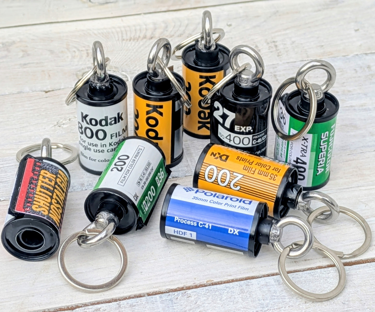 Repurposed 35mm CAMERA Film Bag Charm Key Ring