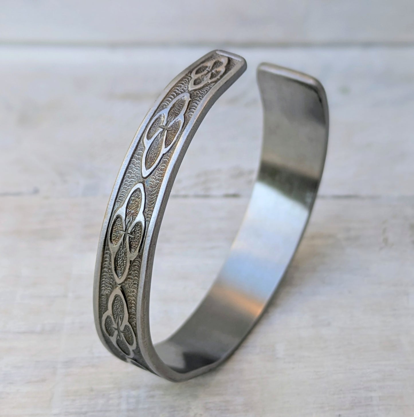 Stainless Steel Cuff Bracelet Handmade Repurposed Jewelry