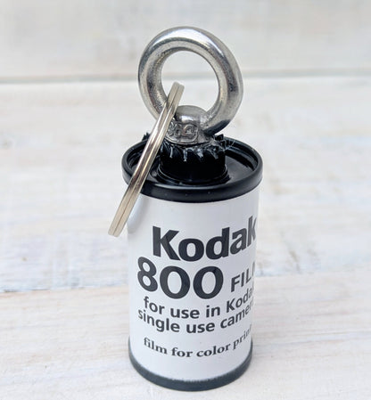 Repurposed 35mm CAMERA Film Bag Charm Key Ring