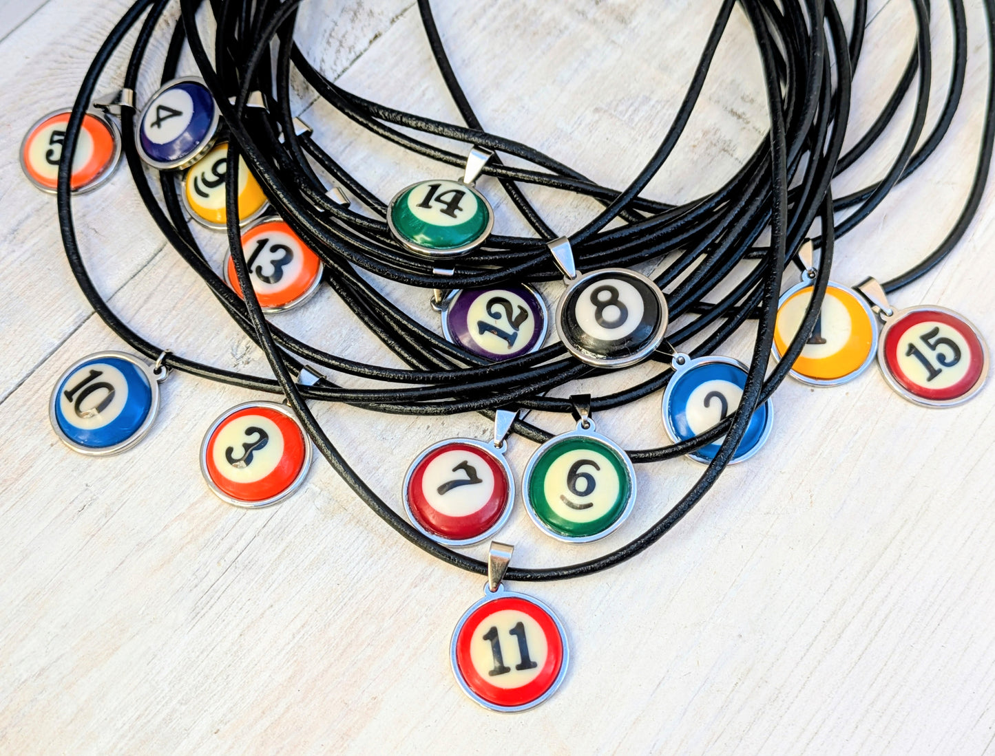 POOL BALL Pendant & Necklace Handmade Ladies Mens Repurposed Fashion Accessory