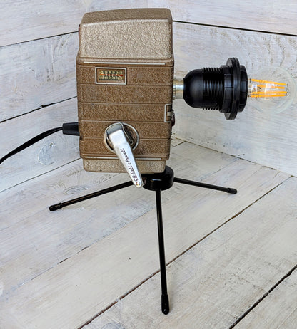 Vintage Cine Movie Camera Lamp Repurposed 1950s Table Desk Lamp
