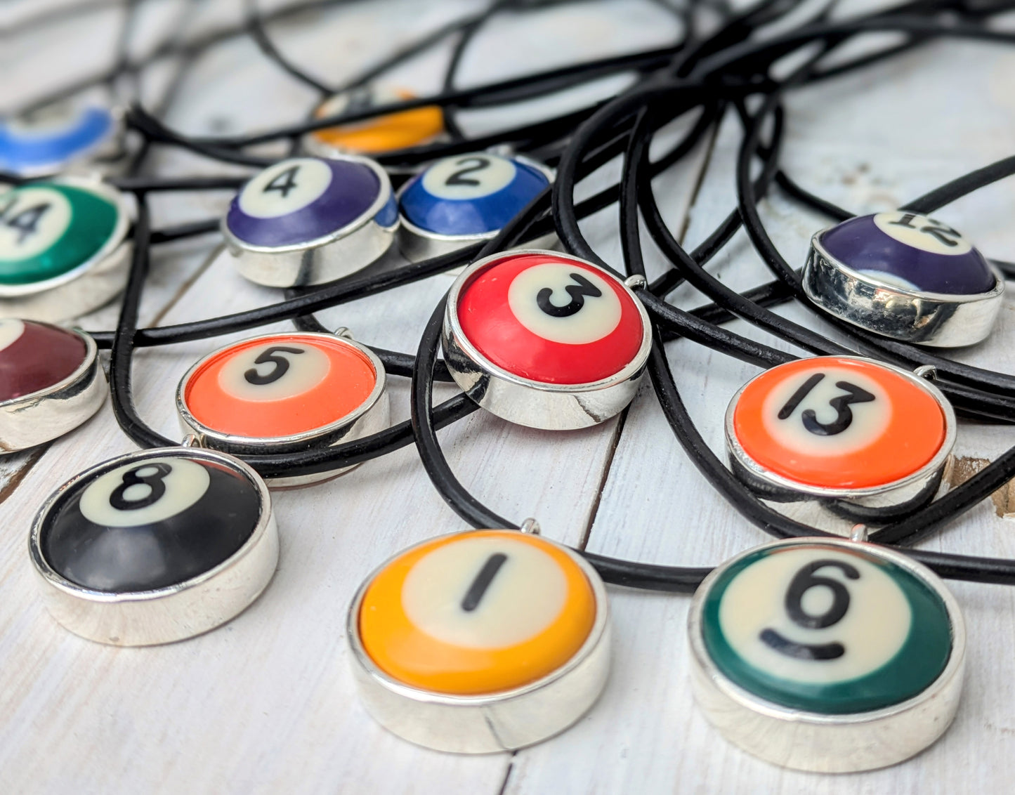 POOL BALL Pendant and Necklace Repurposed Jewelry Mens Ladies Fashion