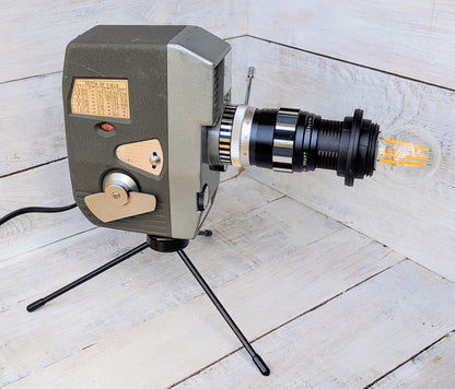 Vintage Cine Movie Camera Lamp Repurposed 1960s Table Desk Lamp