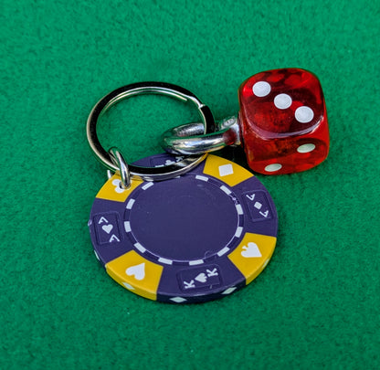 DICE & Casino Poker CHIP Key Ring Bag Charm Chain