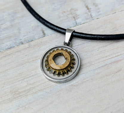 STEAMPUNK Cyberpunk Cog Pendants & Necklace: Upcycled Vintage Camera Parts Eco Friendly Jewelry