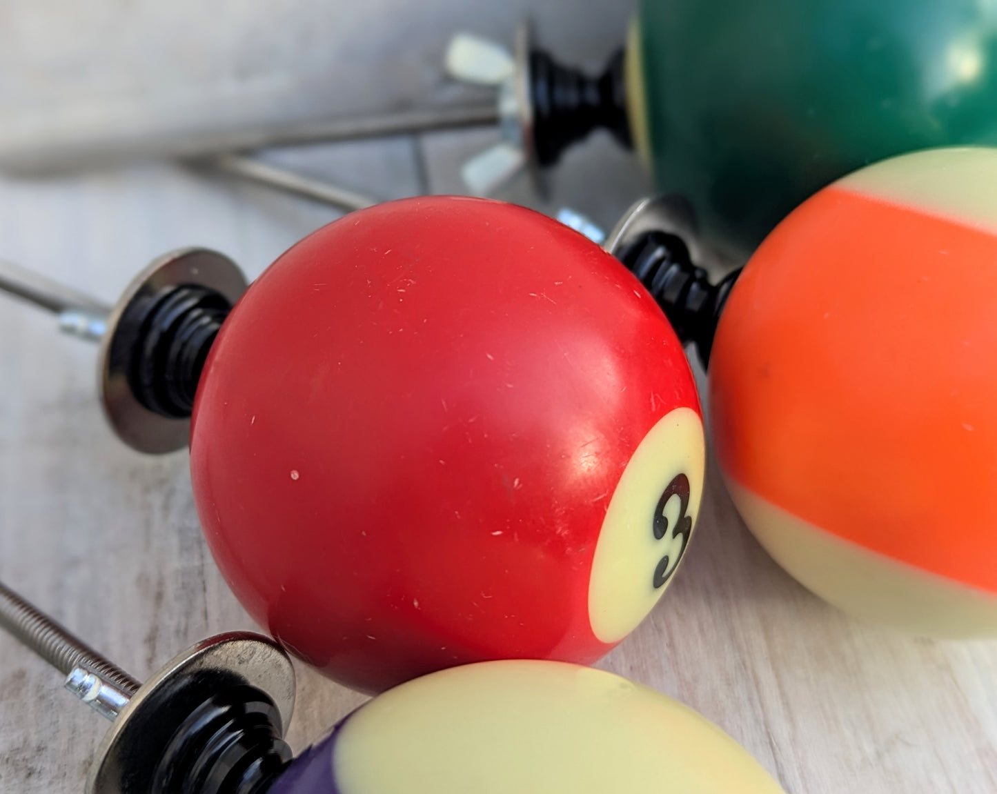 Set of 4 Repurposed Pool Ball Drawer Pulls - Mancave Games Room Decor