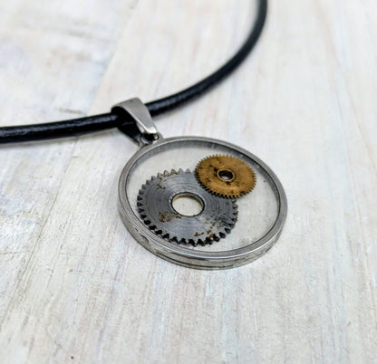 STEAMPUNK Cyberpunk Cog Pendants & Necklace: Upcycled Vintage Camera Parts Eco Friendly Jewelry