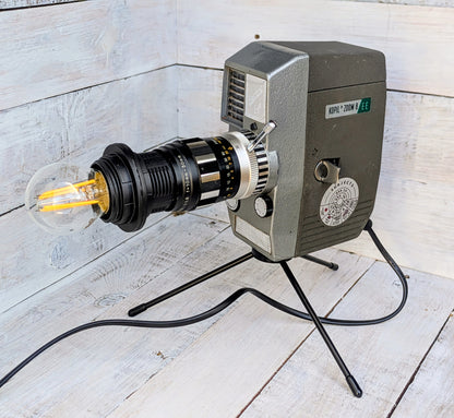 Vintage Cine Movie Camera Lamp Repurposed 1960s Table Desk Lamp