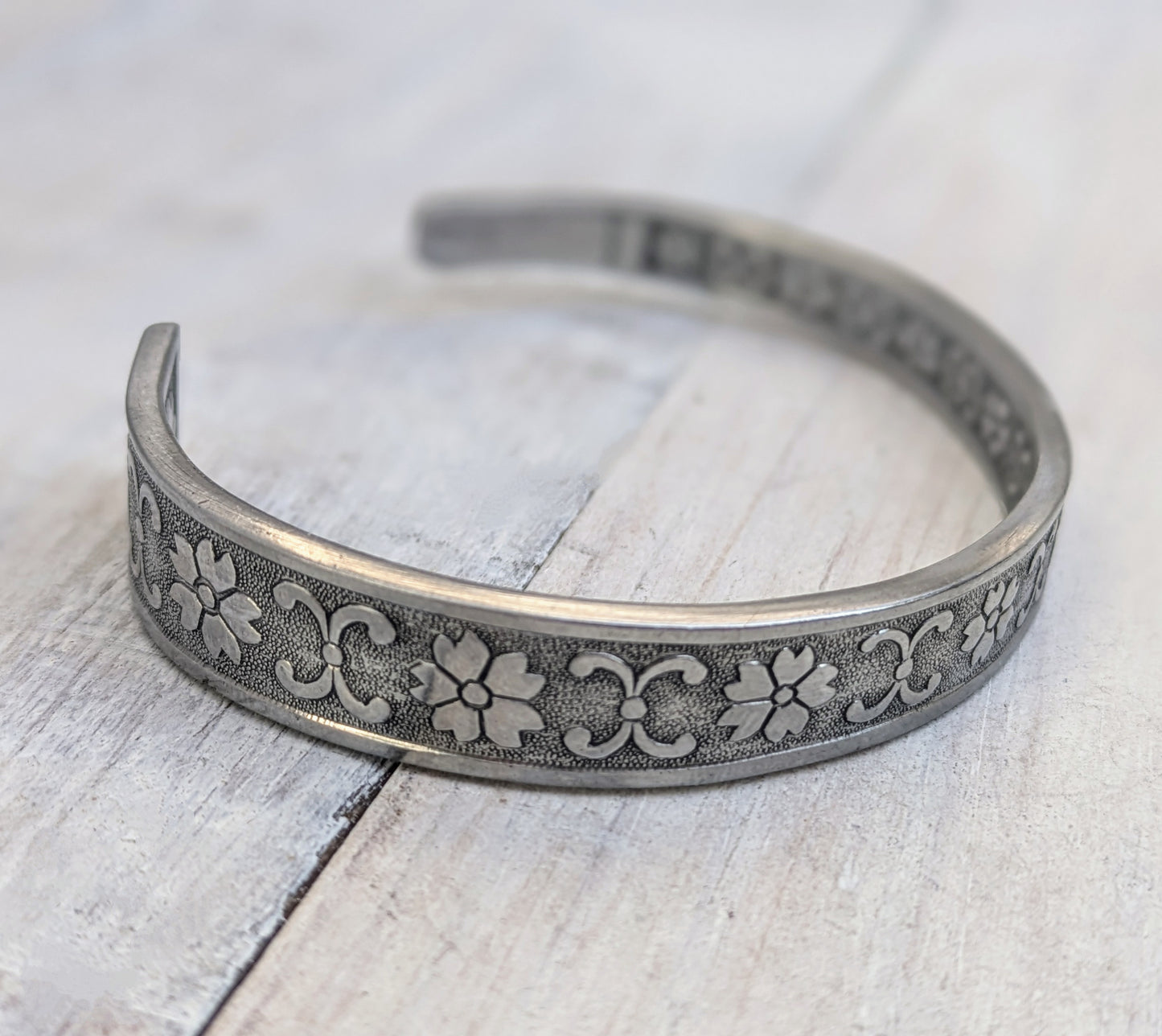 Stainless Steel Floral Cuff Bangle