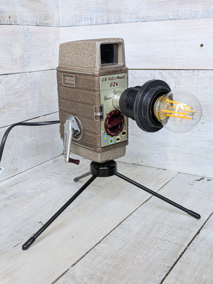 Vintage Cine Movie Camera Lamp Repurposed 1950s Table Desk Lamp