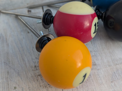 Set of 4 Repurposed Pool Ball Drawer Pulls - Mancave Games Room Decor