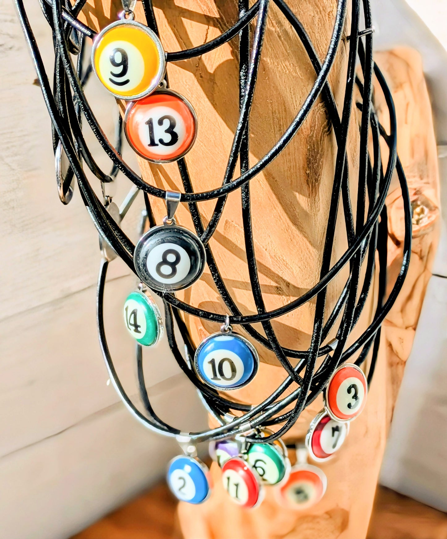 POOL BALL Pendant & Necklace Handmade Ladies Mens Repurposed Fashion Accessory