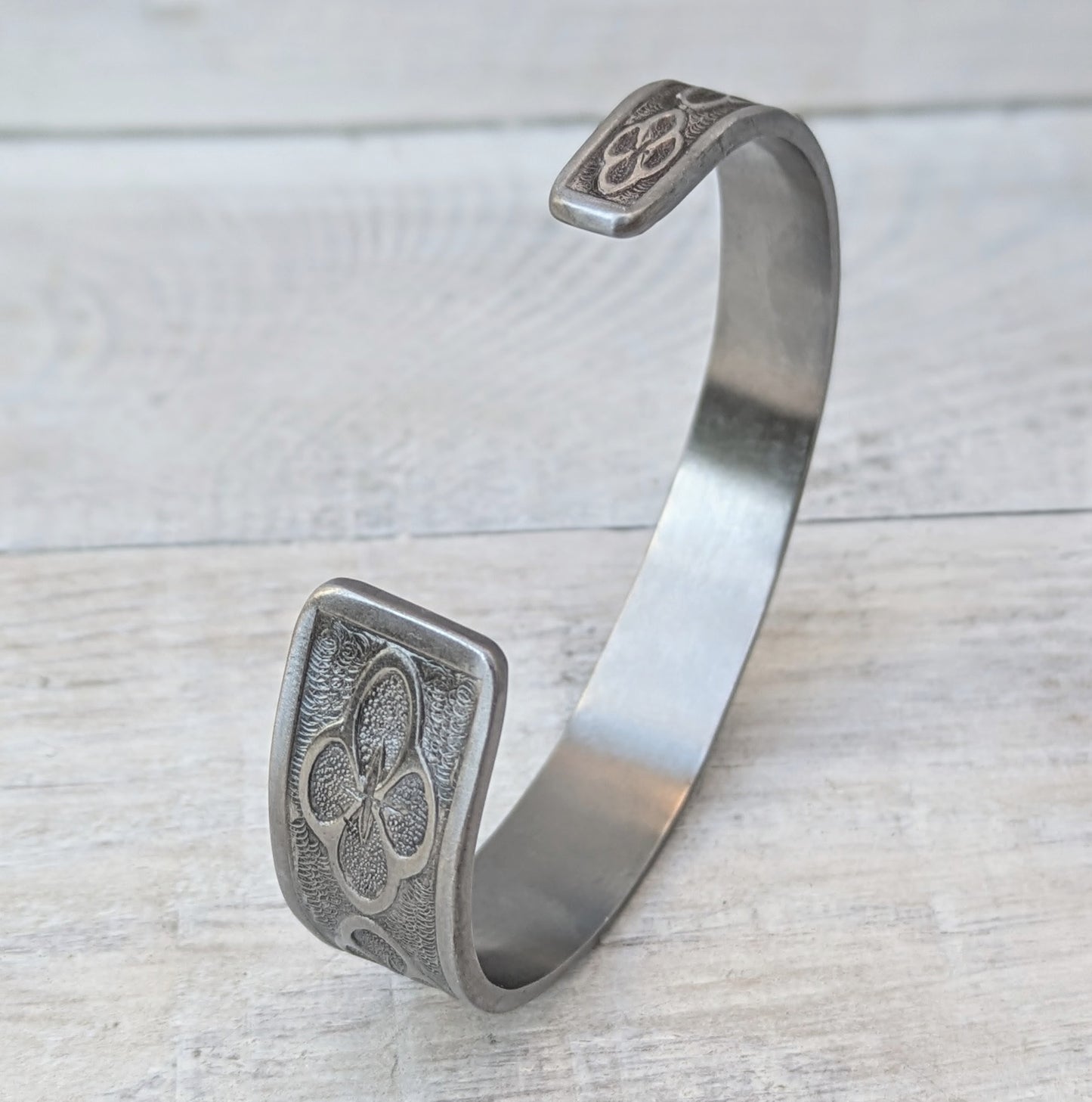 Stainless Steel Cuff Bracelet Handmade Repurposed Jewelry