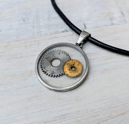 STEAMPUNK Cyberpunk Cog Pendants & Necklace: Upcycled Vintage Camera Parts Eco Friendly Jewelry