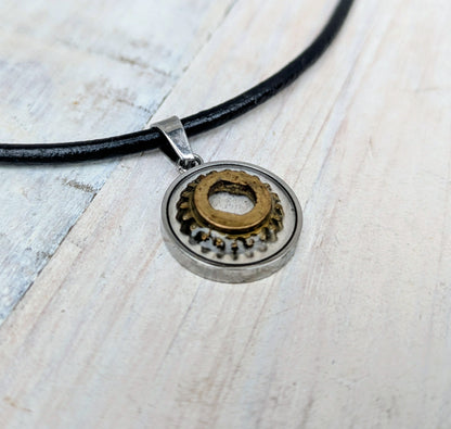 STEAMPUNK Cyberpunk Cog Pendants & Necklace: Upcycled Vintage Camera Parts Eco Friendly Jewelry
