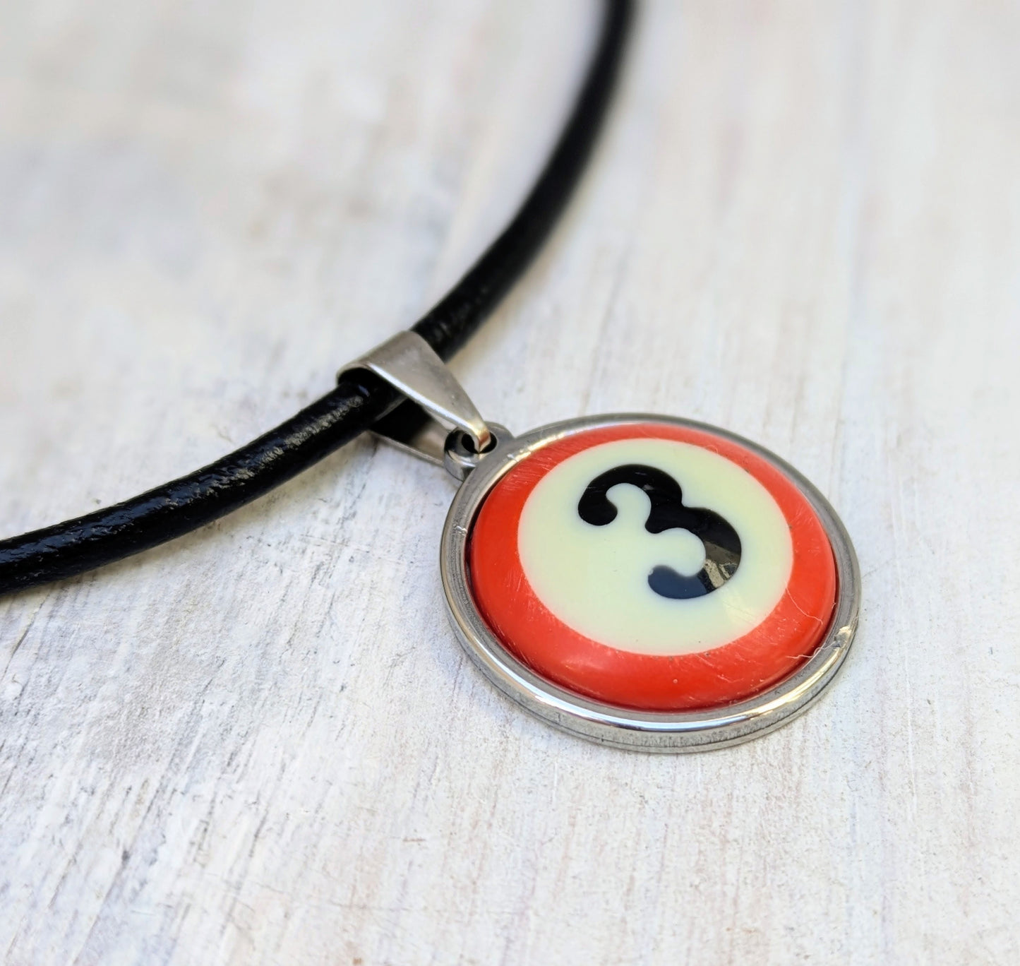 POOL BALL Pendant & Necklace Handmade Ladies Mens Repurposed Fashion Accessory