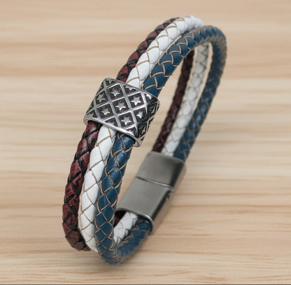 STARS and STRIPES Handmade Leather  Bracelet