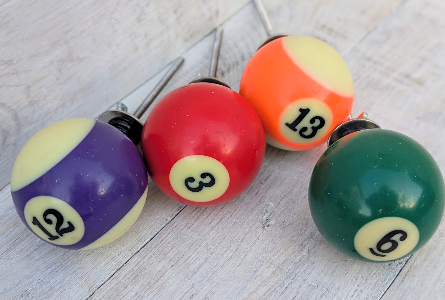 Set of 4 Repurposed Pool Ball Drawer Pulls - Mancave Games Room Decor