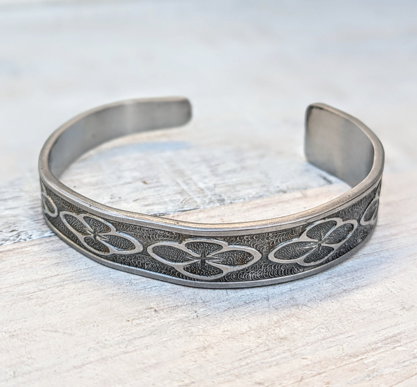 Stainless Steel Cuff Bracelet Handmade Repurposed Jewelry