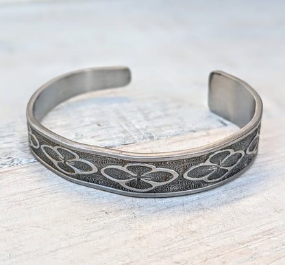 Stainless Steel Cuff Bracelet Handmade Repurposed Jewelry