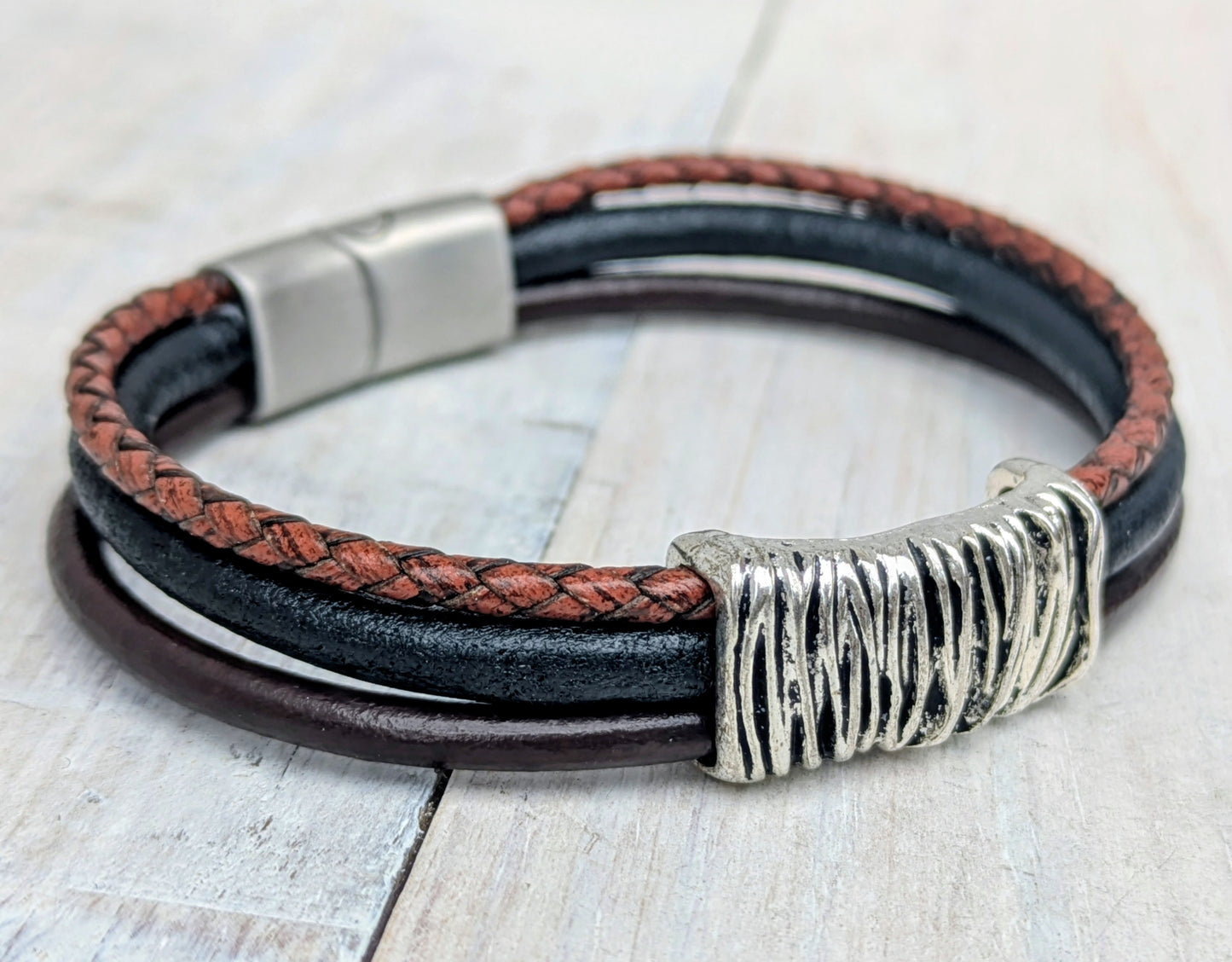 Handmade LEATHER Bracelets Mens Fashion Jewelry Boho Unisex Surfer Style