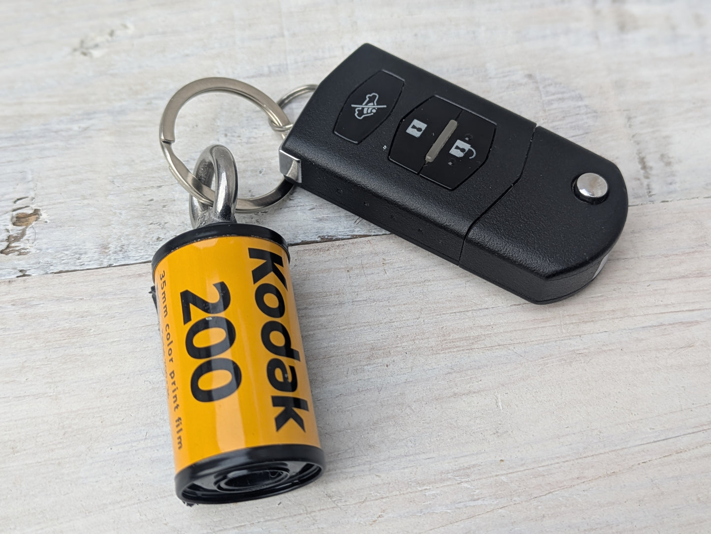 Repurposed 35mm CAMERA Film Bag Charm Key Ring