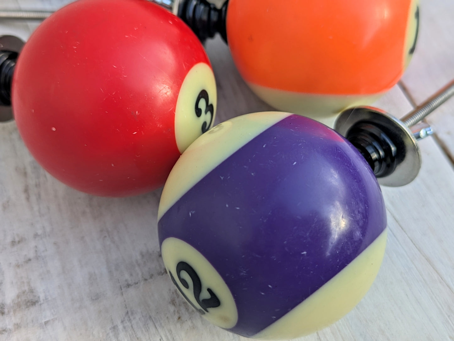 Set of 4 Repurposed Pool Ball Drawer Pulls - Mancave Games Room Decor