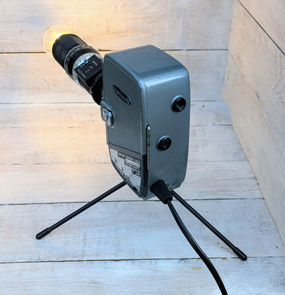 Repurposed 1950s Vintage Cine Movie Camera Lamp - Table Desk Lamp