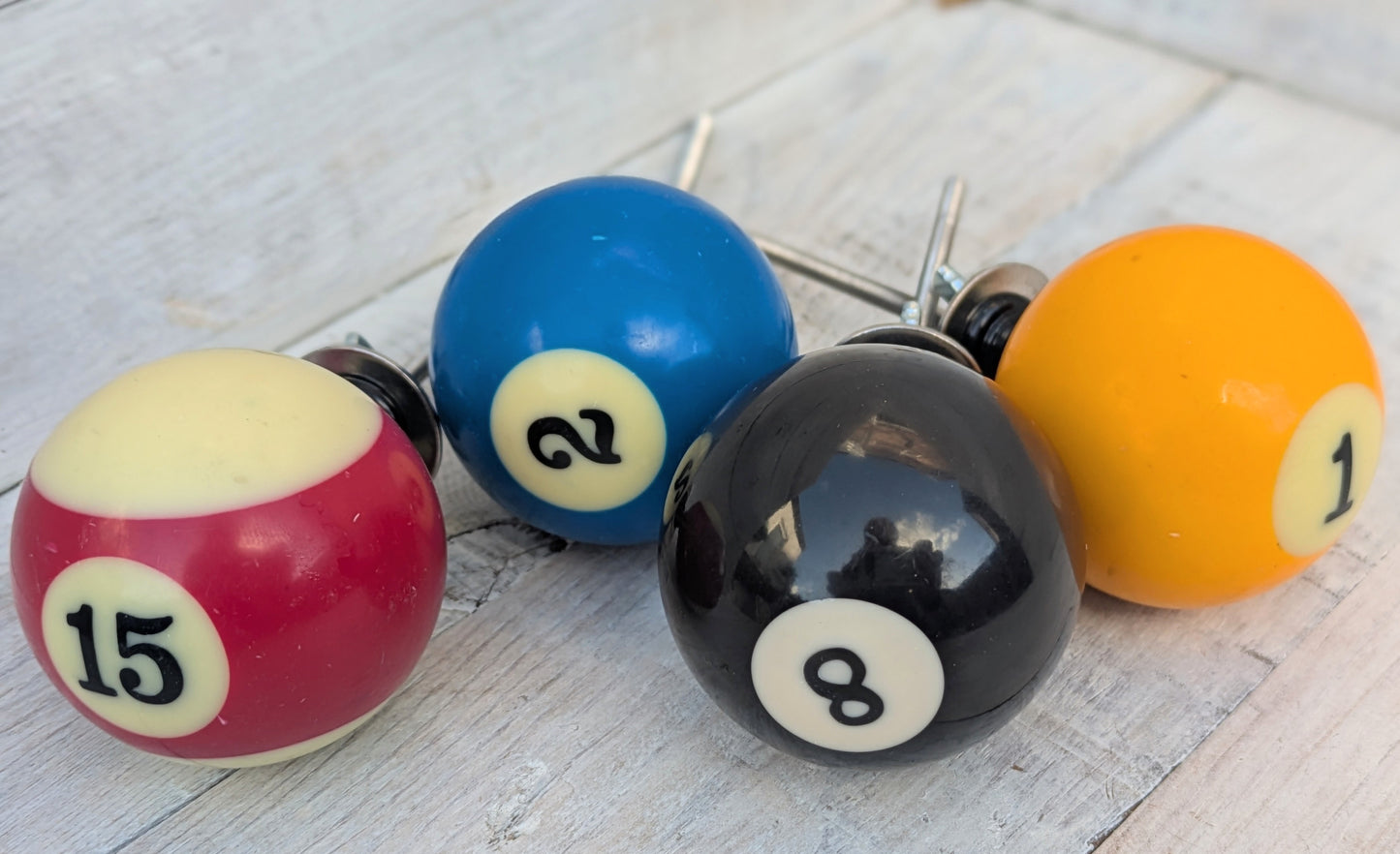 Set of 4 Repurposed Pool Ball Drawer Pulls - Mancave Games Room Decor