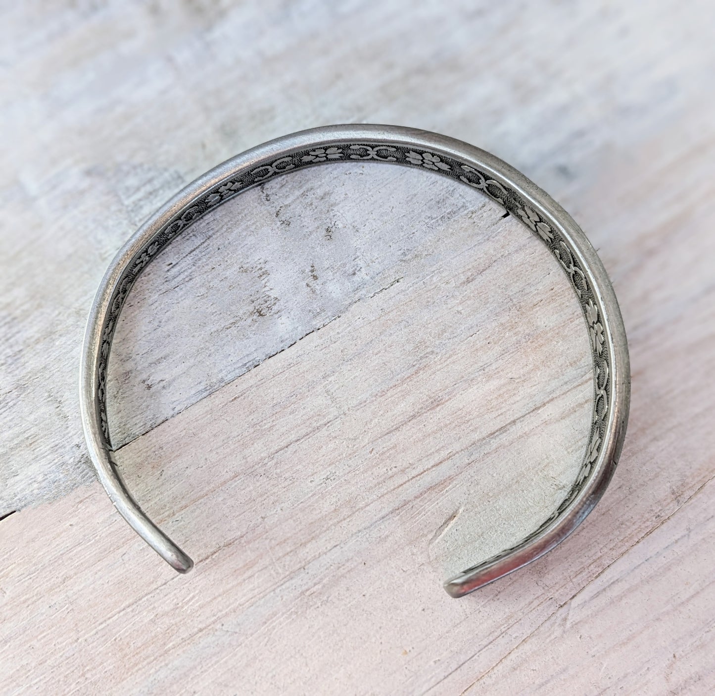 Stainless Steel Floral Cuff Bangle